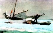 Winslow Homer Stowing the Sail, Bahamas oil on canvas